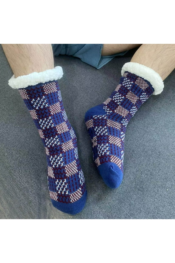 MaleMen Slipper Fuzzy Socks Fluffy Cozy Cabin Warm Winter Soft Thick Comfy Non Slip Home Socks Blue