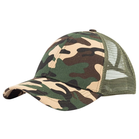 WCJM MaleOutdoor Unisex Baseball Mesh Cap Open Back Solid Color Sun Hat Cap Camouflage