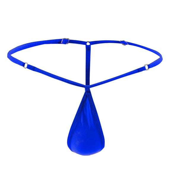 WCJM Men's polyester underwear including 1PC underwear Blue Polyester Men's Underwear Fit Translucent Ice Silk Low Waist Buckle G String Pants T Pants