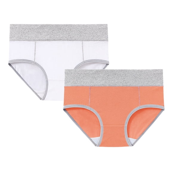 WCJM Orange Women's Cotton Underwear High Waist Briefs Soft Underpants Ladies Full Coverage 2 Pack