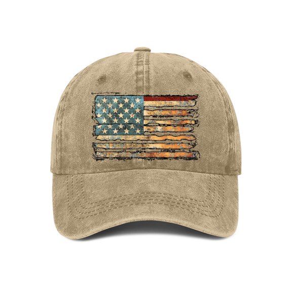 WCJM Orange cotton Baseball Cap For Men Women Vintage Striped Bhutanese America Flag Hat