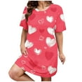 thumbnail image 1 of WCJM Pajama Sets for Women 2 Piece Plus Size Casual Sleep Dress Women's Plus Heart Print Short Sleeve Round Neck Medium Stretch Loose Nightdress Valentine's Day Nightdress, 1 of 4