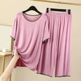 thumbnail image 1 of WCJM Pajamas Set Round Neck Short Sleeved Home Wear Casual Pajama Set, 1 of 3