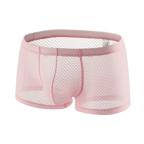 WCJM Pink Men's Underwear Boxer Briefs Mesh Breathable Underpants