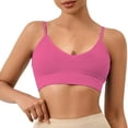 thumbnail image 1 of WCJM Pink Women's Solid Color Back Sports Bra Absorbing Gathering Sports Bra, 1 of 3