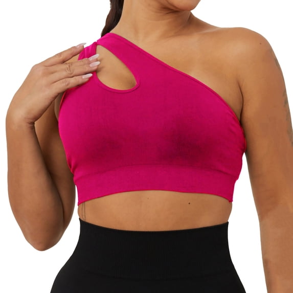 WCJM Pink Women's Solid Mesh Hollow Breathable Sports Bra
