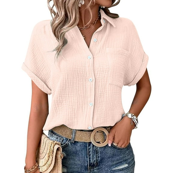 WCJM Purple Shirt for Womens Shirts Womens Blouses Casual Tops Batwing Sleeve Pocket Patched Shirt Casual Work T Shirts Double Layer Wrinkled Fabric