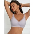 thumbnail image 1 of WCJM Purple Women Comfortable Wireless Bras Less Seam Bralettes Soft V Neck Scalloped Full Coverage Everyday Bra, 1 of 4