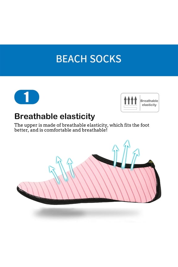Quick Dry Water Socks for Men Women Unisex Speed Yoga Socks with Grip Lightweight Aquatic Footwear for Swimming or Beach Yoga(Pink)