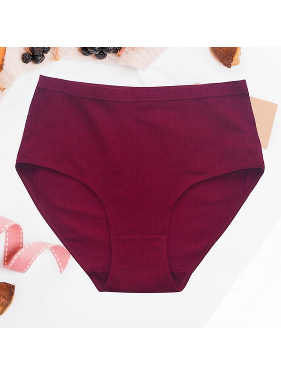 Red High Waisted Cotton Underwear For Women Large Size Breathable Cotton Briefs For Women Pants
