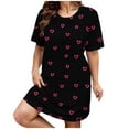 thumbnail image 1 of WCJM Red Plus Size Casual Sleep Dress Women's Plus Heart Print Short Sleeve Round Neck Medium Stretch Loose Nightdress Valentine's Day Nightdress, 1 of 4