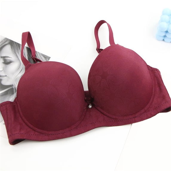 WCJM Red Women's Plus Size Bras Soft Thin Underwire Support Sleep Bra Underwear Anti Sagging Gathered Bralettes