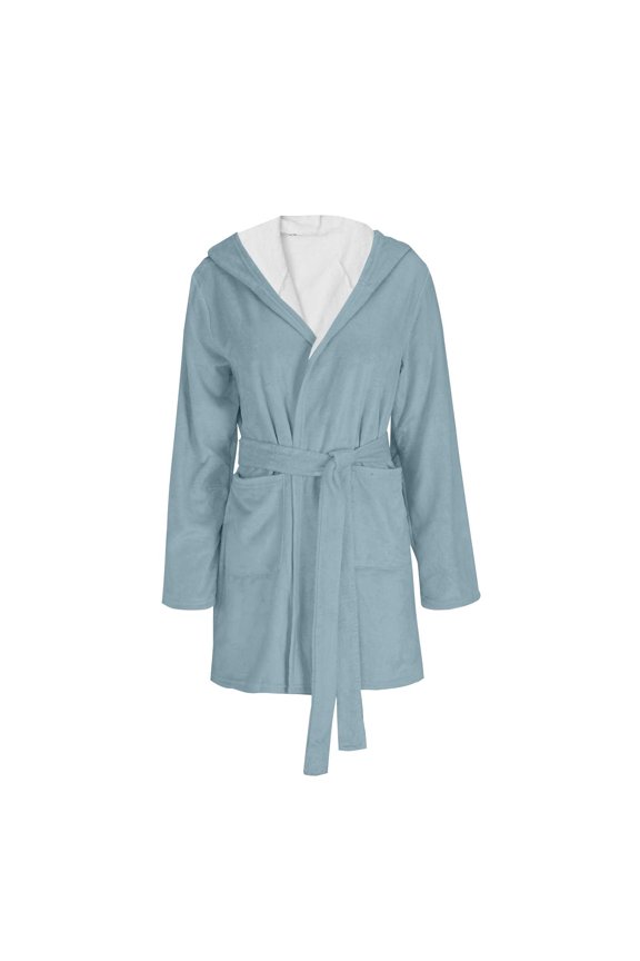 Robes for Women Plus Size Womens Hooded Warm Short Robe with Pockets Loungewear Housecoat