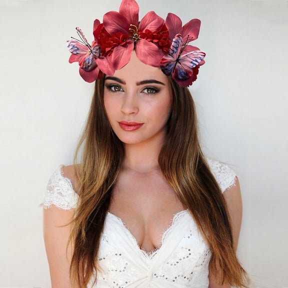 WCJM Samhain Flower Headband for Women Butterfly Tea Fascinators Hat Halloween Costume Headpiece Flower Headband for Women Butterfly Tea Fascinators Hat Halloween Costume Headpiece