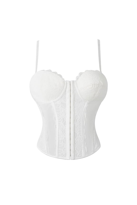 Shapewear White Lace Corset Tops for Women Lace Bustier Corset Top with Straps Women Corset Going Out Crop Top Women Blending Shirts