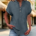 thumbnail image 1 of WCJM Short Sleeve T-Shirts for Womens Women's Short Sleeve T-Shirt Women's Fashionable and Casual Solid Color V Neck Wrinkle Cloth Button Short Sleeve Rolled Up T Shirt Top, 1 of 7