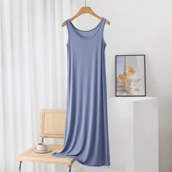 WCJM Short Sleeves Shirt Camisole Dress for Women In Plus Size with a Base Skirt and Thin Nightgown