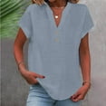 thumbnail image 1 of WCJM Summer T Shirts for Women Short Sleeve Women's Short Sleeve T-Shirt Loose Button Shirt Tops Stand Solid Color Sleeve Collar Casual Women's Shirt, 1 of 6