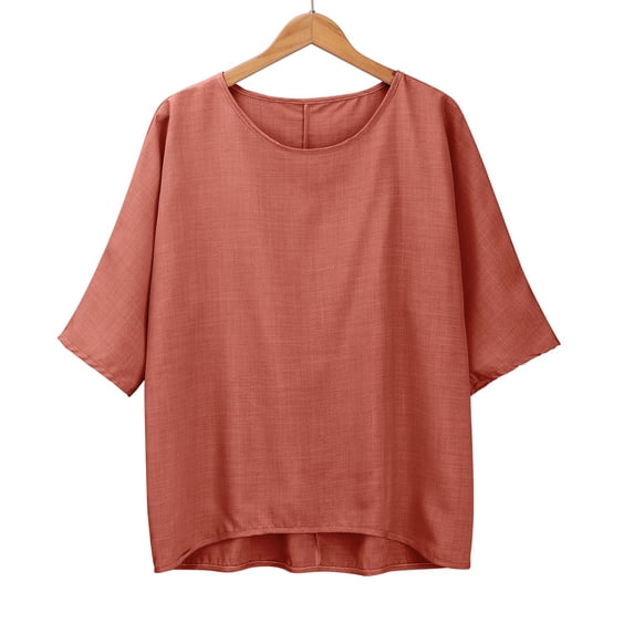 WCJM Summer T Shirts for Women Short Sleeve Women's Short Sleeve T-Shirt Loose Button Shirt Top Stand Solid Color Sleeve Collar Casual Women's Shirt Women's Shirt