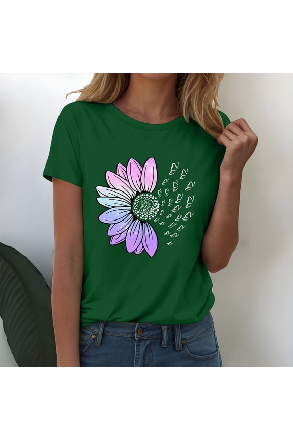 Summr Women T-Shirt Short Sleeve Loose T Shirt Lady Tops Graphic Womens Fashion Workout T Shirts Athletic Plus Size TopsTrendy Clothes 2026 Short Sleeve Spring Tee