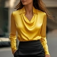 thumbnail image 1 of WCJM Swim Shirts for Woman Women Shirts Women's Elegant Cowl Neck Satin Blouse Long Sleeve Work Shirt Tops, 1 of 5