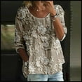 thumbnail image 1 of WCJM T Shirt -Long -Sleeve -Kid Womens Women's Long Sleeve T-Shirt Women's Print T Shirt Half Sleeved Round Neck Shirt 3/4 Sleeved T Shirt Loose Large Size T Shirt, 1 of 3