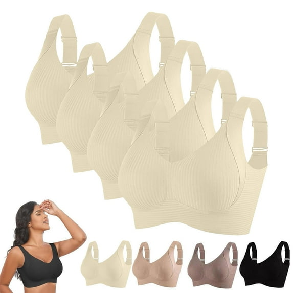 WCJM Thin Laceless Ring Comfortable Breathability Underwear Large Size Brater Buckle Female Bra Deep Vest Bralette Wireless Bra Minimizing Effect Z No adjusting, no fuss