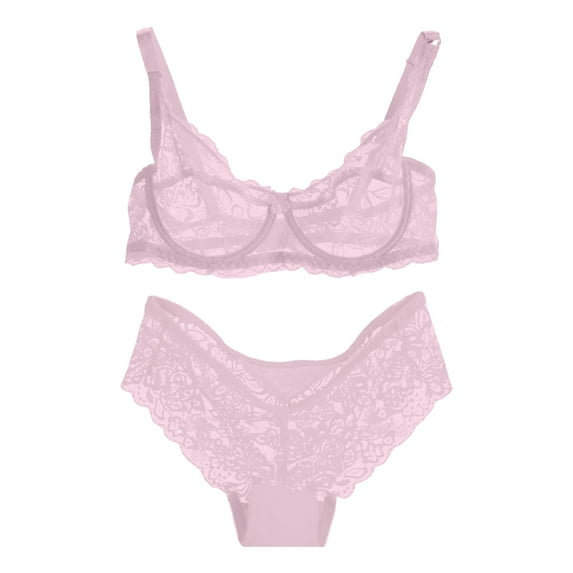 WCJM Up To 50% Off Bra & Brief Sets Women'S Fashion Lingerie Set Lace Bra & Brief Sets Pink,40