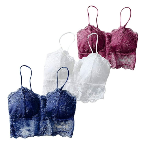 WCJM Up To 50% Off Bra Padded Bralettes For Women Polyester Bra Wine,Blue,White,S