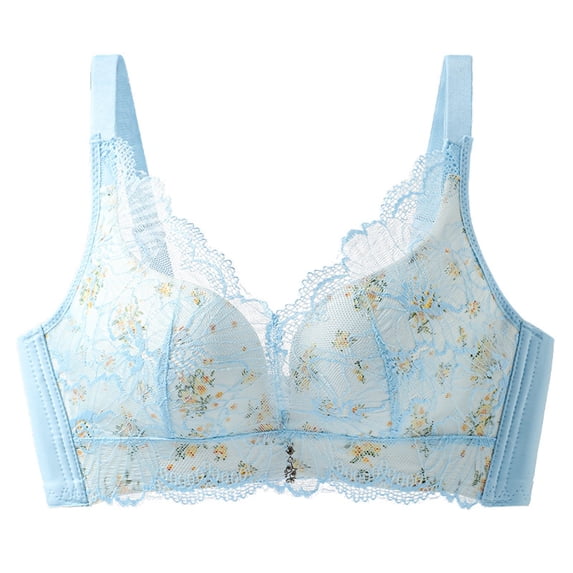 WCJM Up To 50% Off Bra Soft Undies Nylon,Spandex Bra Light Blue,75
