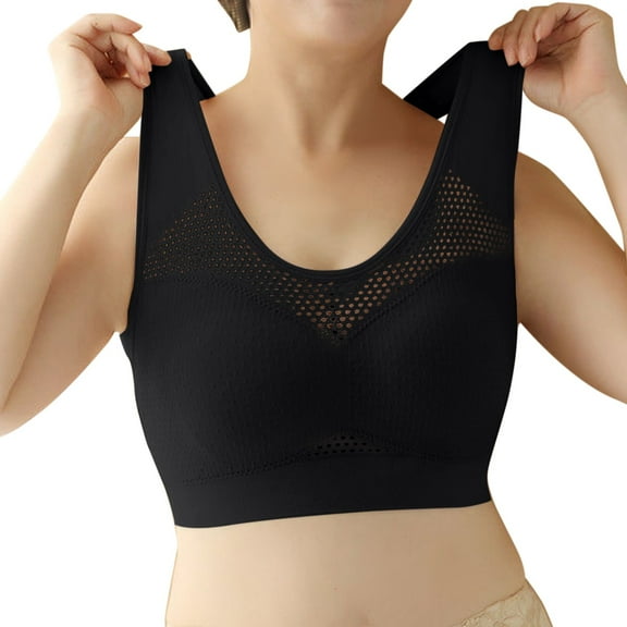 WCJM Up To 50% Off Bra Tag Free & Breathable, Available In Plus Size Cotton Bra Black,M