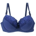thumbnail image 1 of WCJM Up To 50% Off Bra Womens Ruched V Neck Sports Bra Lace Bra Dark Blue,80C, 1 of 4
