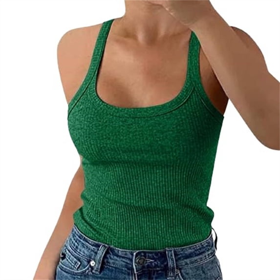 WCJM Up To 50% Off Camisoles & Tanks Cami Layering Top Polyester,Spandex Camisoles & Tanks Green,S