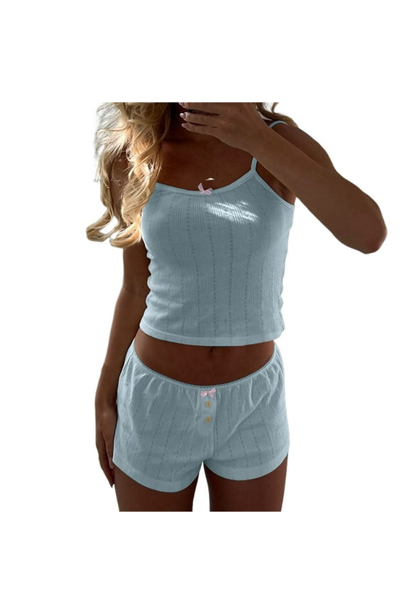 Up To 50% Off Women Pajama Sets Pajamas Set Polyester,Spandex Women Pajama Sets Blue,S