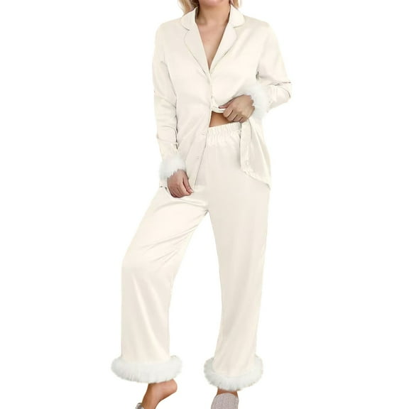 WCJM Up To 50% Off Women Pajama Sets Women'S Racerback Sleeveless Nightgown Satin Women Pajama Sets Beige,Xl