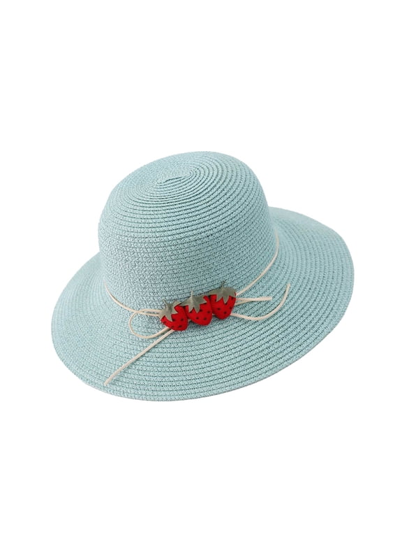 Visor Fisherman Style Straw Headwear with Adult Women Daily Beach Vacation Hat Light blue Sun