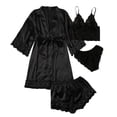 thumbnail image 1 of WCJM Warm Robes for Women Womens Button Front Silky Long Pajama Set Sleepwear Tops Shorts Loungewear Home Casual, 1 of 7