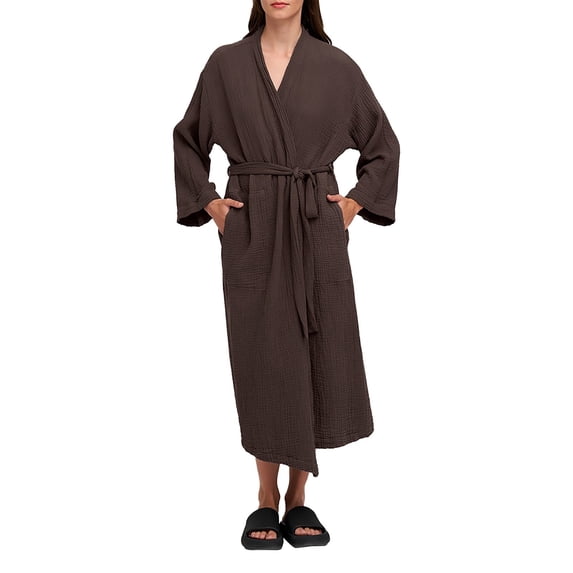 WCJM Warm Robes for Women Womens Open Front Long Sleeve Sleepwear Two Layer Relaxed Pajama Robe