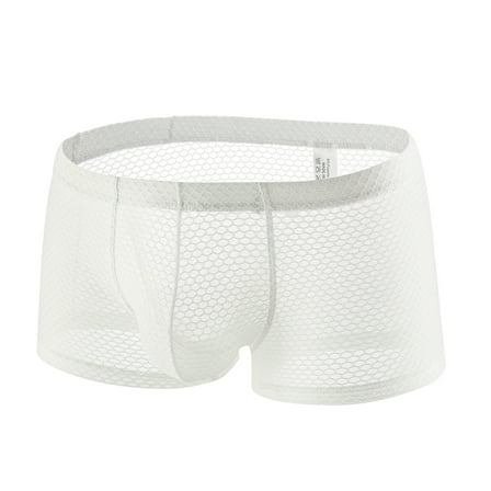 WCJM White Men's Underwear Boxer Briefs Mesh Breathable Underpants