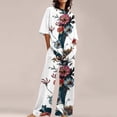 thumbnail image 1 of WCJM White Summer Outfits For Women 2 Cotton Linen Set Oversized T Shirts Straight Leg Pant Plus Size Tracksuit, 1 of 5