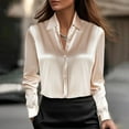 thumbnail image 1 of WCJM White T Shirts for Womens Shirts Satin Blouses for Women Button Down Shirts Long Sleeve Tops, 1 of 5