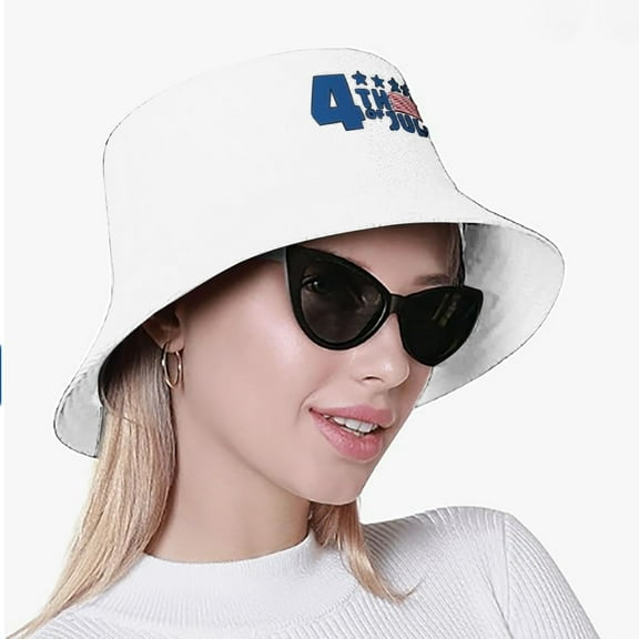 WCJM White cotton July 4 Independence Day American Honors Bucket Hat Adult Unisex Fishing Sun Hat Black