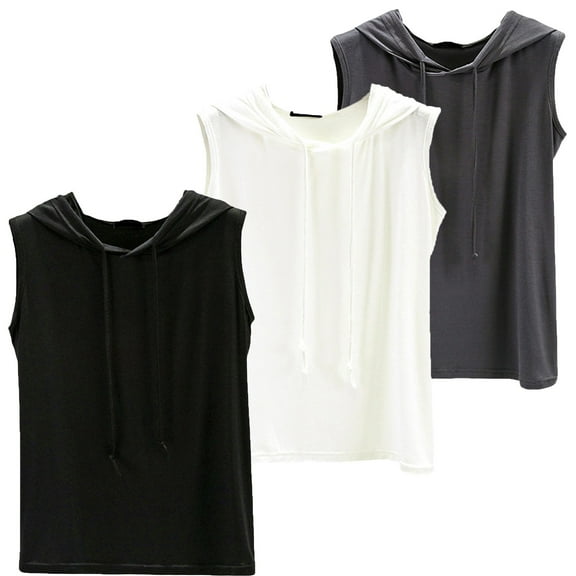 WCJM Women Crewneck Striped Short Sleeve T-Shirt Top Blouse 3 Piece Set Of Hooded Loose Plus Size Pullover Vest for Women's Mmer Thin Style Sleeveless Bottom Shirt for Versatile Wear