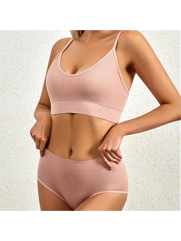 Women Lace Hot Pink Fashionable Sexy Drill Decoration Lace Bra Set Ladies Gather Bra Underwear