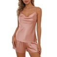 thumbnail image 1 of WCJM Women Light Loungewear Set Thin Strap Cowl Neck Sleeveless Top Matched with Shorts Clothes for Relaxed Daily Pajamas, 1 of 7