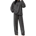 thumbnail image 1 of WCJM Women Pajama Sets Gray Pajamas Set Womens Fuzzy Pajama Sets Warm Cozy Winter Sets Fleece Set Loose Comfy Ladies Plush Sleepwear Women Pajamas, 1 of 5