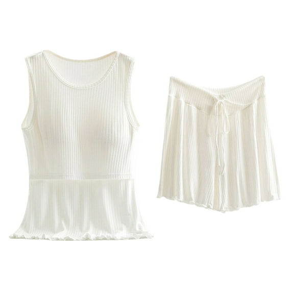 WCJM Women Pajama Sets Pajamas Set for Women Short Sleeve Sleepwear Button Down Pjs Soft 2 Pcs Lounge Sets Women's Cotton Pyjamas Short Pyjama Set Sleeveless Shirt Function Maternity Fashion Pyjamas