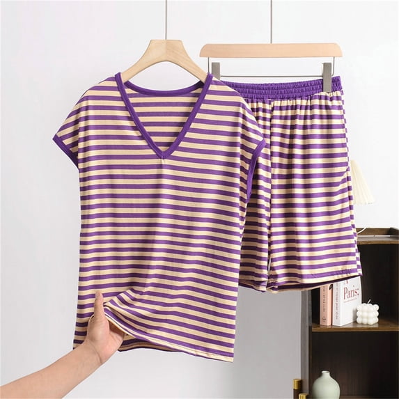WCJM Women Pajama Sets Pajamas Set for Women Short Sleeve Sleepwear Button Down Pjs Soft 2 Piece Lounge Sets Women's Shorts Short Sleeves Casual Two Piece Pajamas Casual Suit