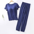 thumbnail image 1 of WCJM Women Pajama Sets Pajamas Set Womens Loungewear Sleepwear 2 Piece PJ Sets Women's Petite Pajama Set Petite Length Tunic Top Wide Leg Pants, 1 of 9