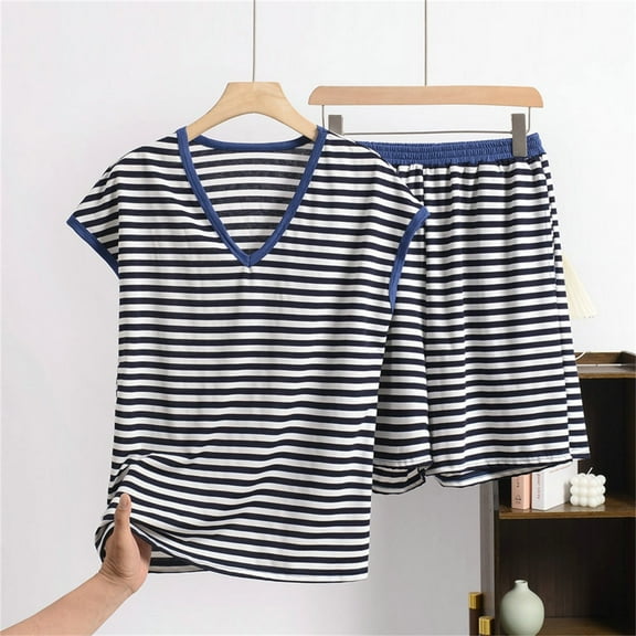 WCJM Women Pajama Sets Pajamas Set Womens Loungewear Sleepwear 2 Piece PJ Sets Women's Shorts Short Sleeves Casual Two Piece Pajamas Casual Suit